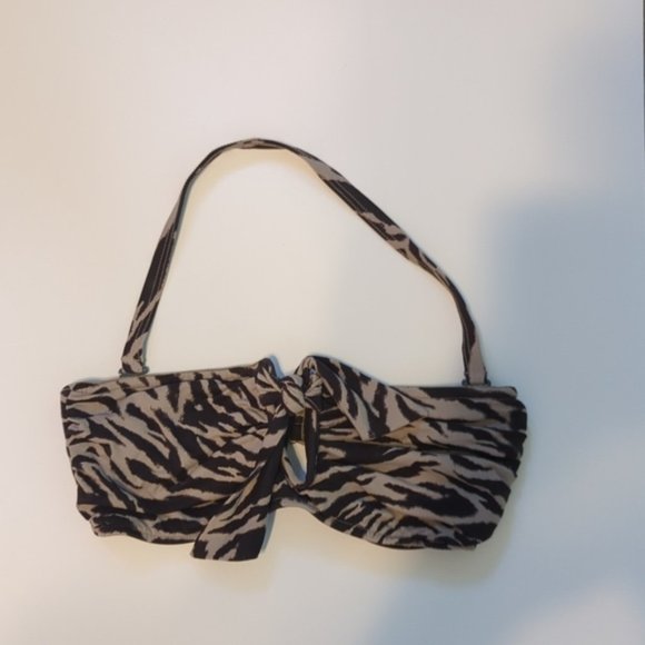 Seafolly Bikini Bandeau Halter Brown Animal Print Underwire 6DD - Picture 5 of 5